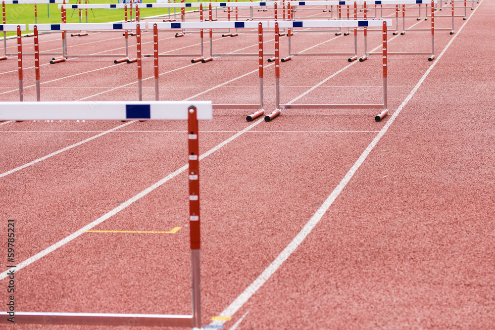 hurdles on the  running track