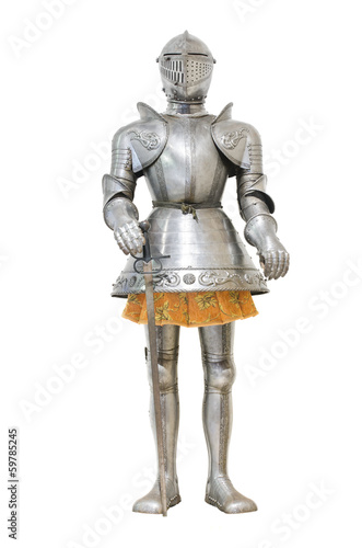 Medieval knight armour over white isolated background