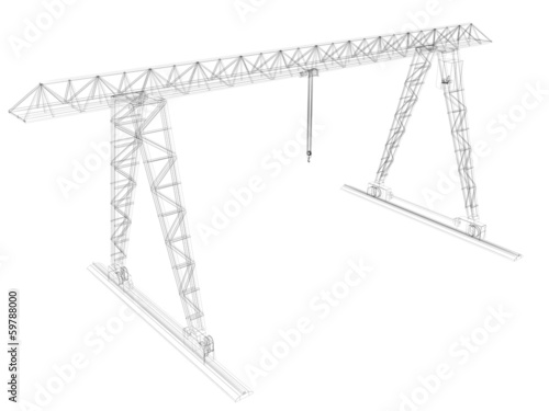 Gantry crane. Wire-frame