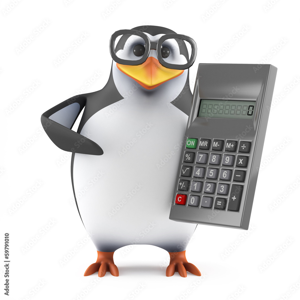 Naklejka premium Academic penguin is good at math