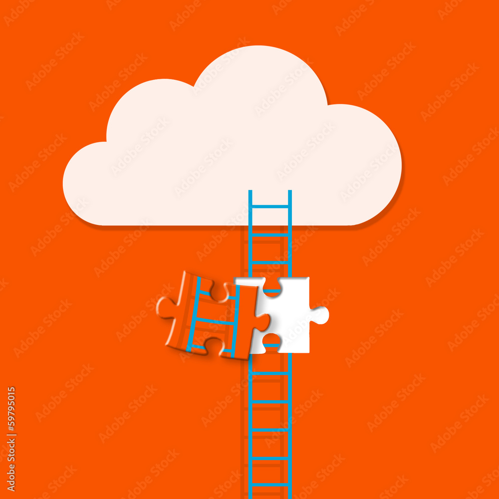 Stair ladders over clouds with jigsaw Stair ladders over clouds with jigsaw