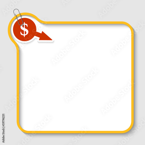 yellow vector text frame with dollar sign and paper clip