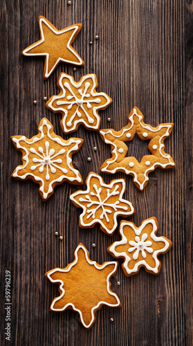 Christmas gingerbread snowflakes
