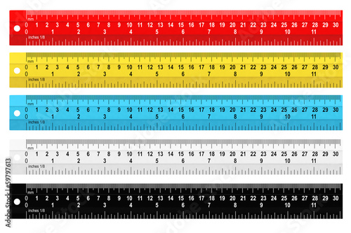 Set of colorful rulers photo
