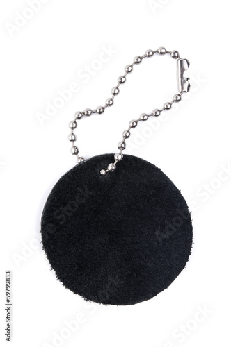 leather luggage tag isolated on white background