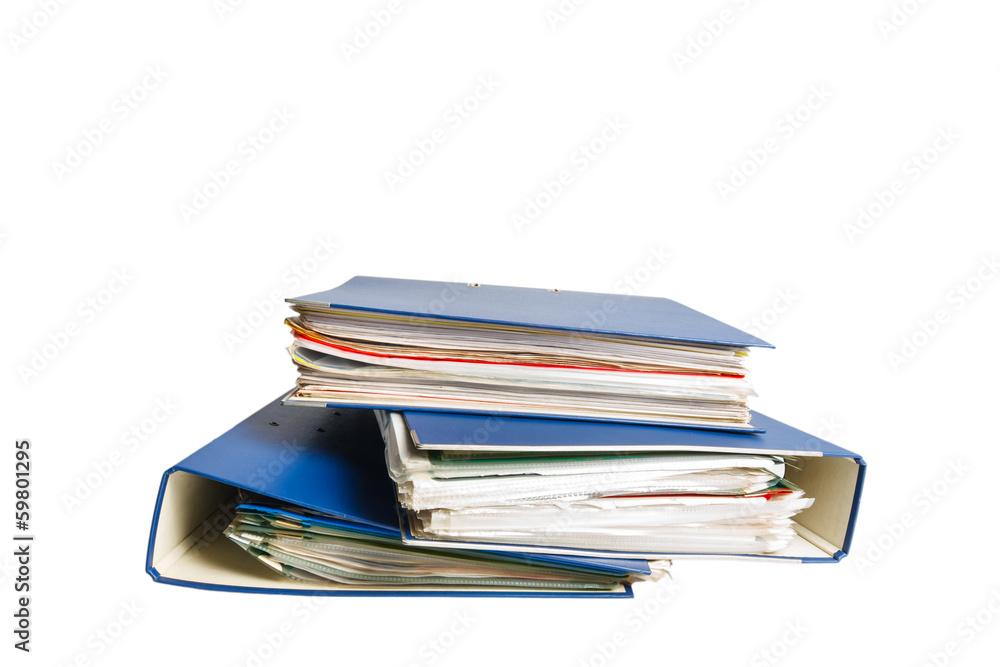 Stack of folders isolated on white background