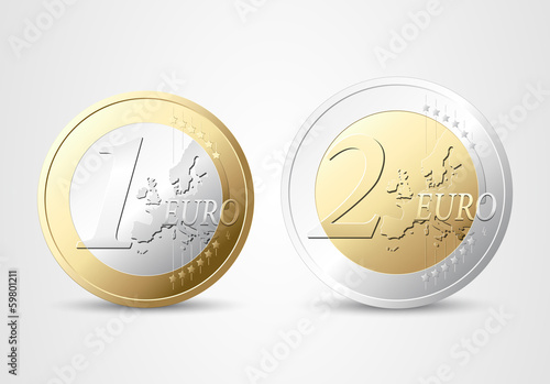 1 and 2 Euro