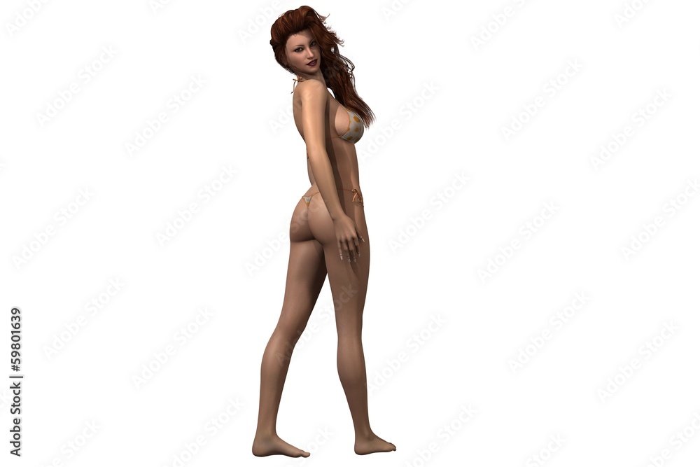 sexy brunette woman posing in bikini