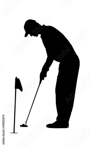 Golf Sport Silhouette - Golfer on practicing green