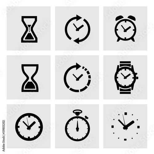vector black clocks icons