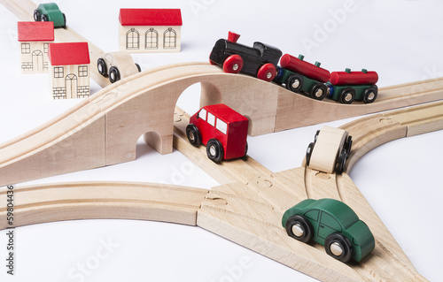 heavy traffic near small toy town