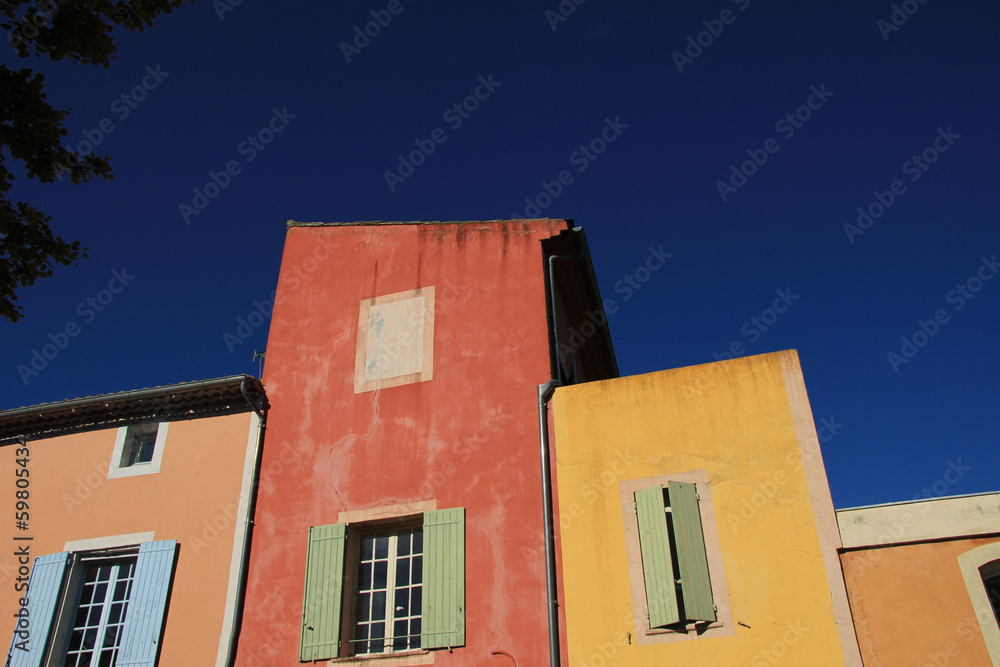 Colored facades in Roussillion Colored facades in Roussillion