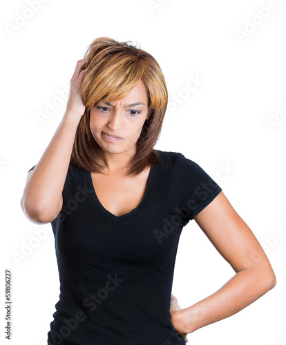 Sad woman deep in thought, troubled by bad news