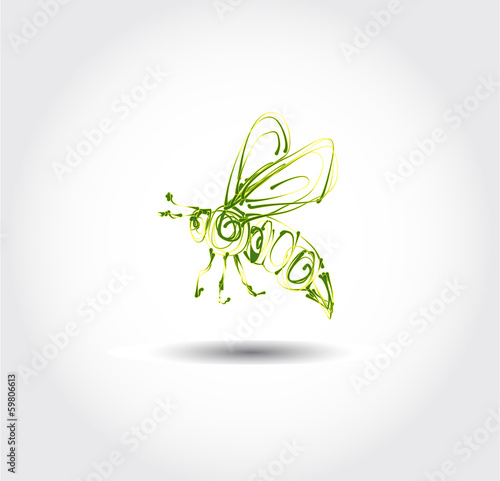 green bee icon vector