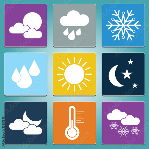 Weather icons set in color