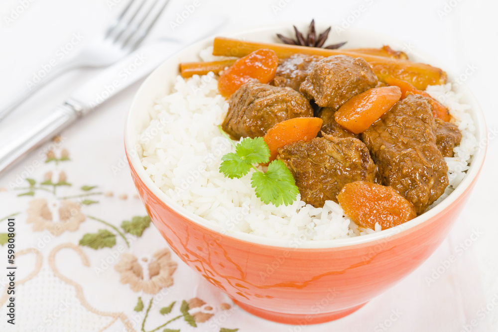 Bo Kho - Vietnamese beef stew over steamed rice Bo Kho - Vietnamese beef stew over steamed rice