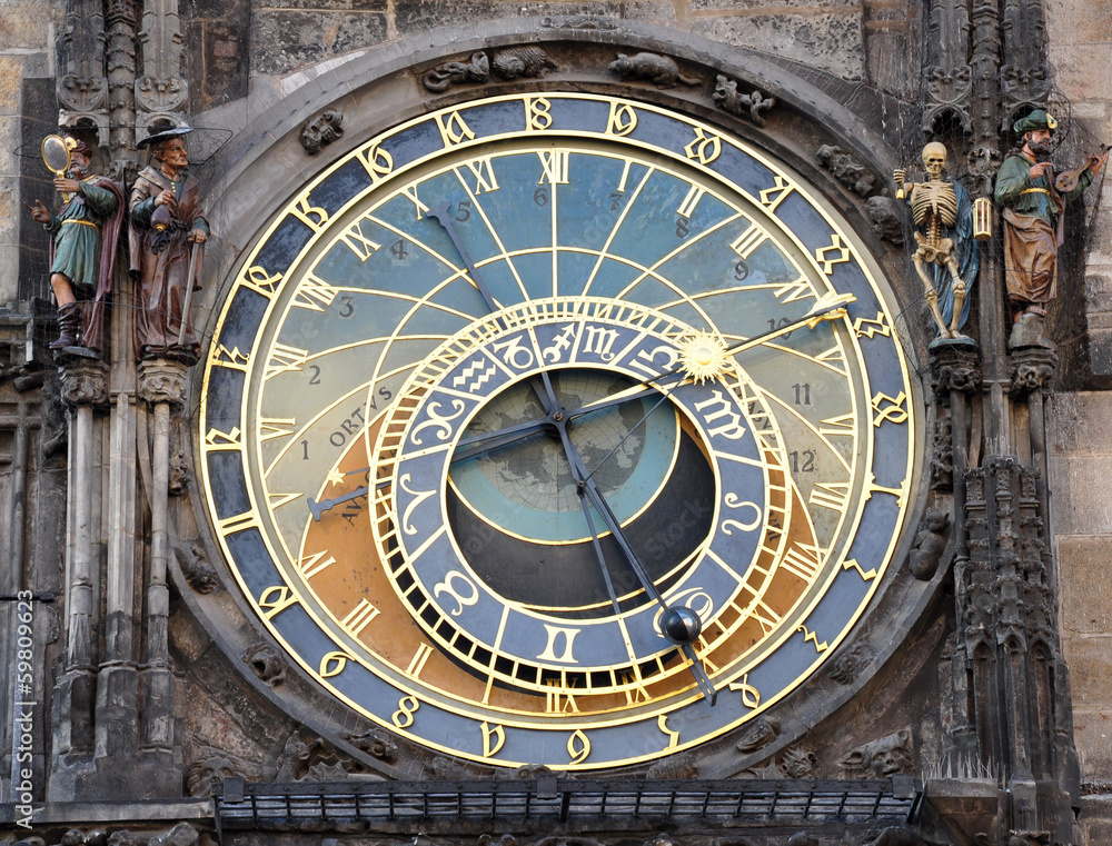 old astronomical clock in Prague, Czech Republic, Europe