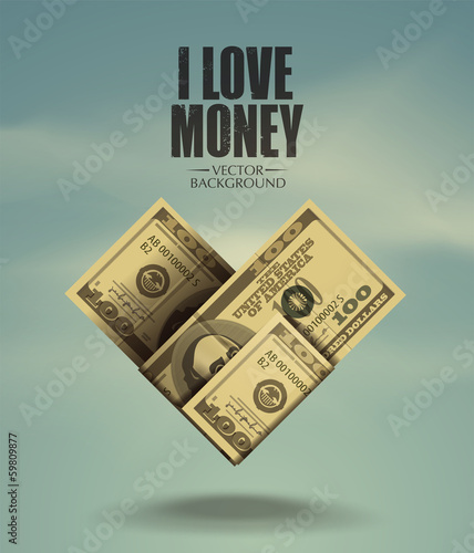 Heart. I love money. Vector format
