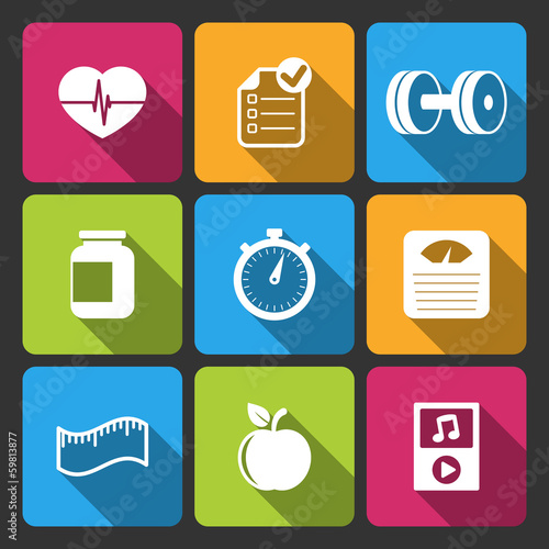 Healthy lifestyle iconset for fitness app