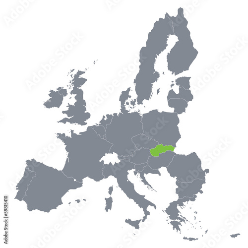 Fototapeta map of European Union with the indication of Slovakia