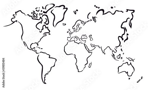 black abstract map of the world