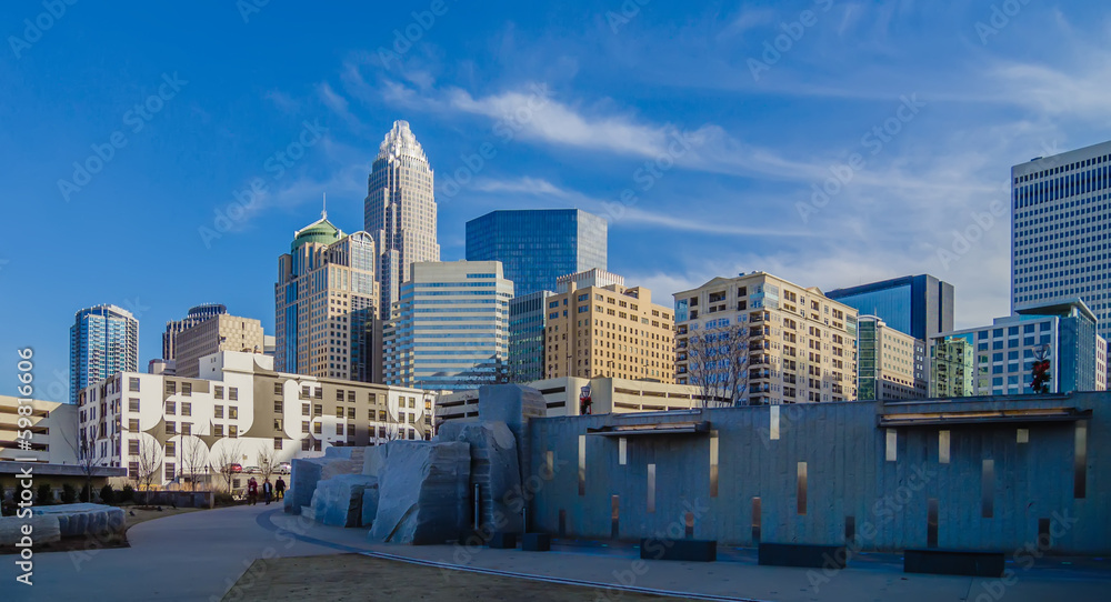 Fototapeta premium december 27, 2013, charlotte, nc - view of charlotte skyline at