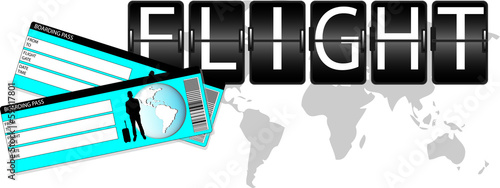 Illustration of boarding pass with black flight board