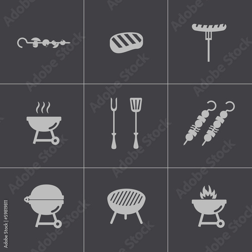 Vector black barbecue icons set