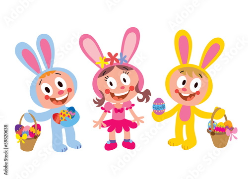 Kids dressed up as Easter bunnies
