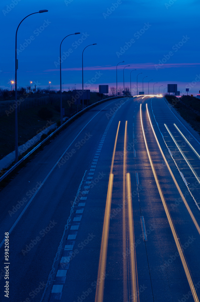 Fast road at night
