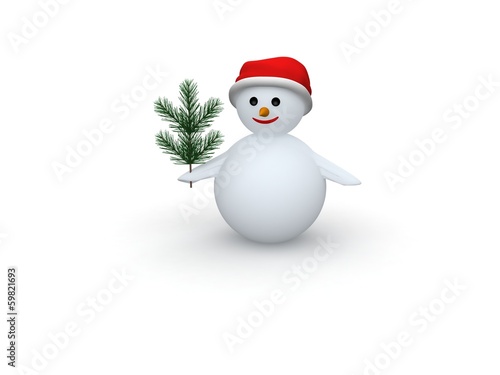 3D snowman with Santa Claus hat