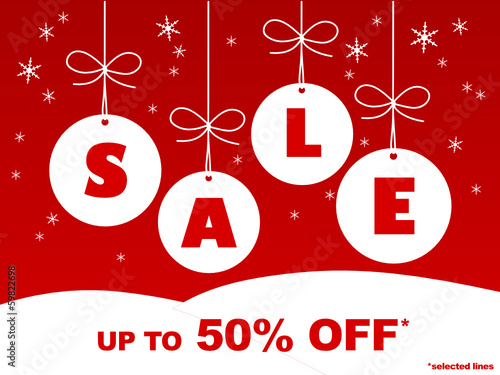 "SALE – up to 50% OFF*" Ad (special offers price tag stamp)