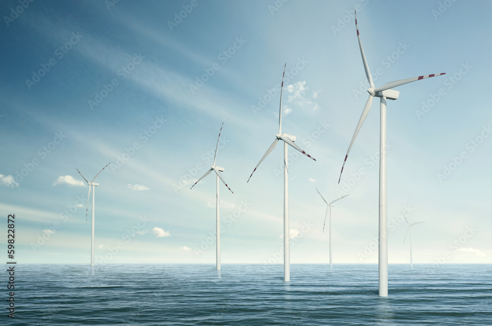 Wind turbines on the ocean