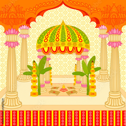 vector illustration of Indian wedding mandap (stage)