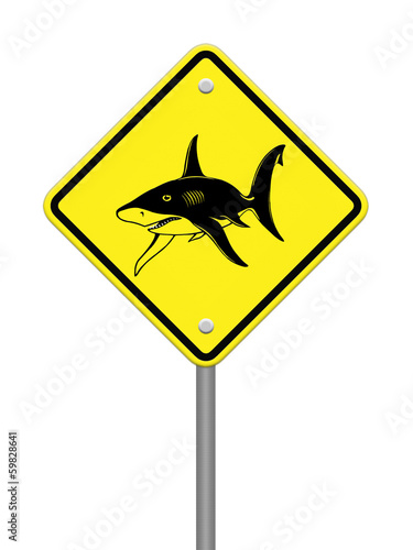 Shark sighting sign, Beach Closed