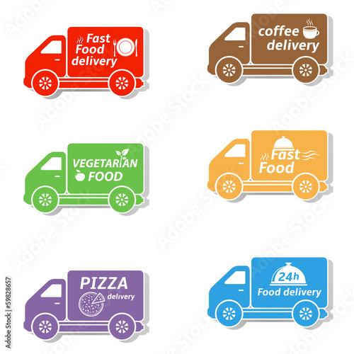 Fast food delivery car icons