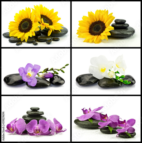 Fototapeta Naklejka Na Ścianę i Meble -  Kwiaty z kamieniami do spa