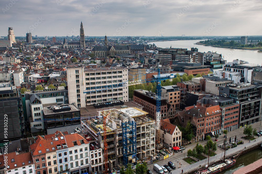 Aerial view of Antwerp, Belgium.