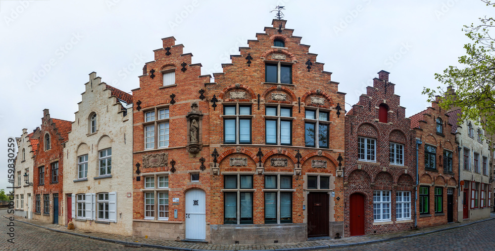 Traditional brick houses in Bruges, Belgium