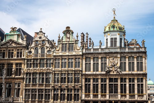 Detail of houses on main square in Brussels, Belgium