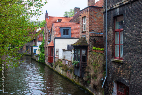 Houses along the canals of Bruges, Belgium