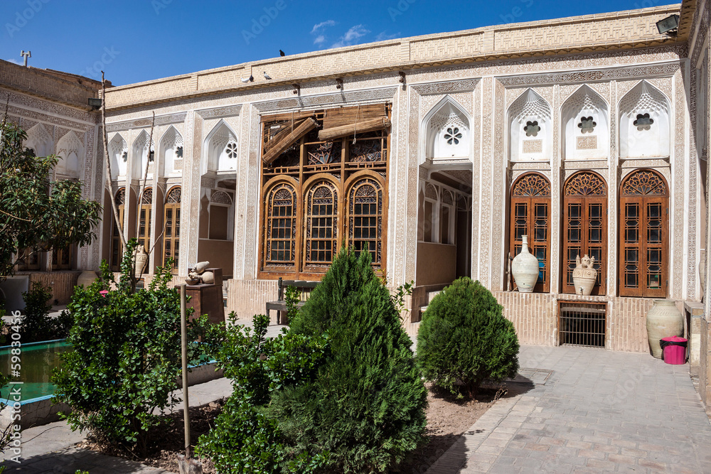 Courtyard of a traditional house in Yazd, Iran.