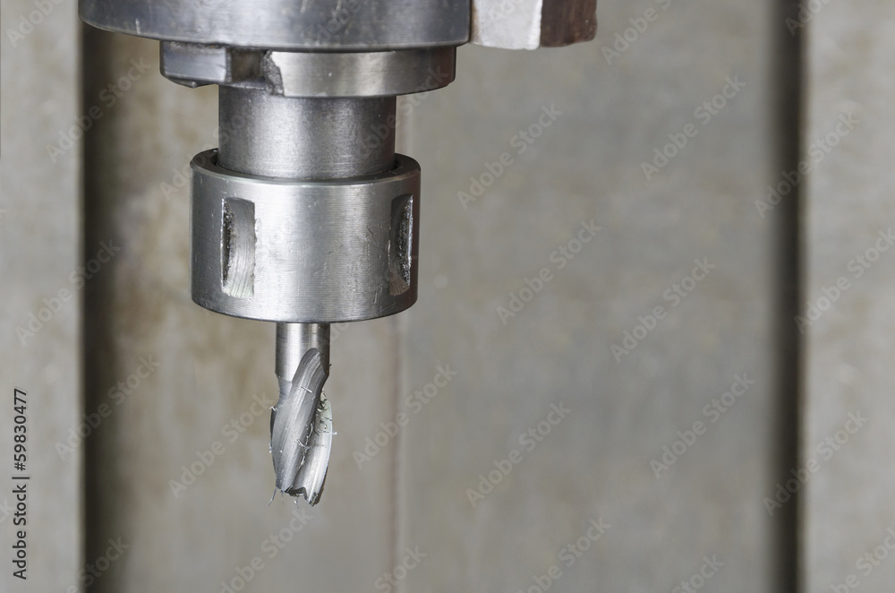 Drill machine closeup. Macro shot from slight high angle Drill machine closeup. Macro shot from slight high angle