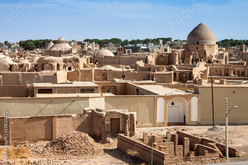 Panorama of desert town Naein in Iran photo