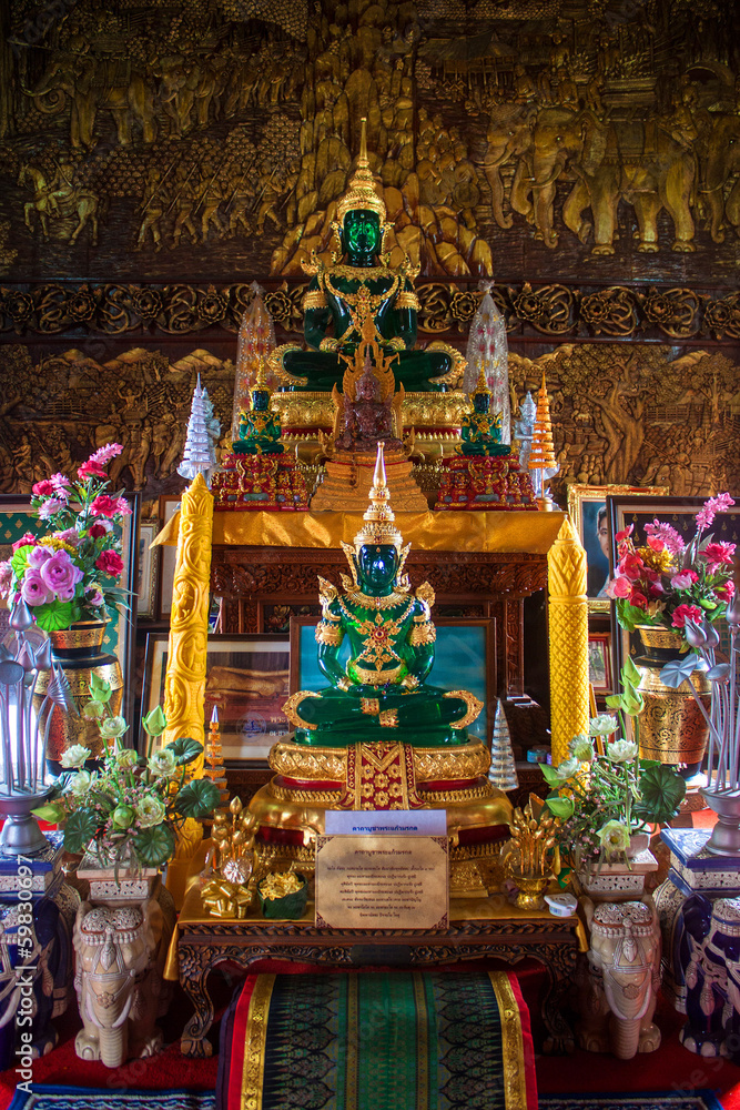 Buddha images at Wat Bupharam temple in Chiang Mai, Thailand