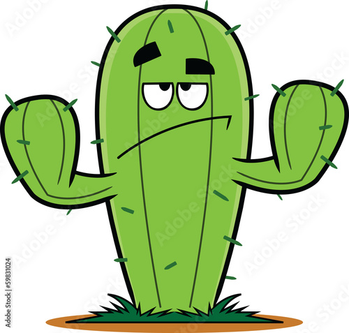 Frowning Cartoon Cactus