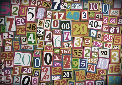 numbers and percentages cut from newspapers