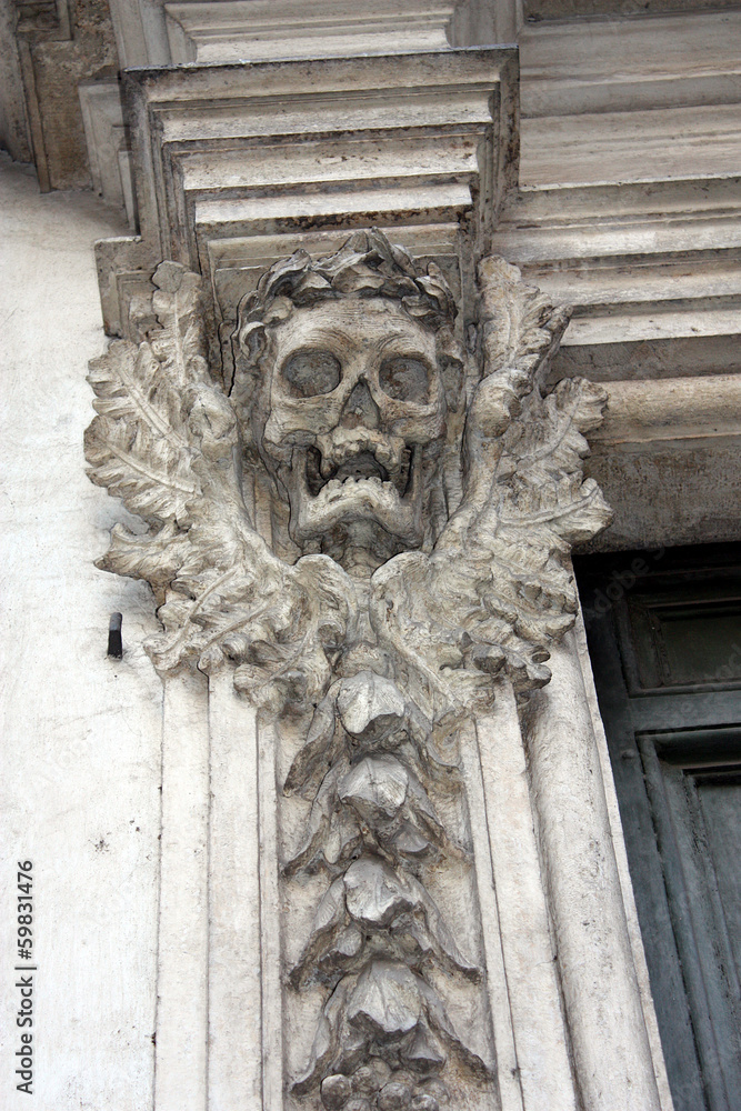 Fototapeta premium Rome, Skull Sculpture at Santa Maria dell'Orazione e Morte