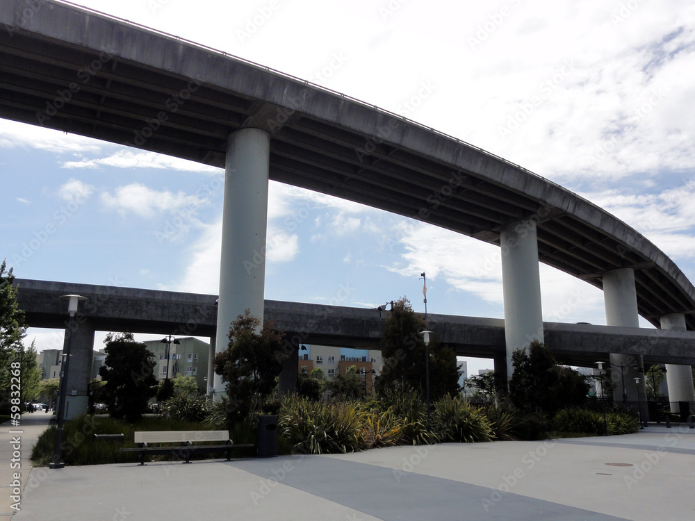 Beautiful Park under highway bridges Beautiful Park under highway bridges