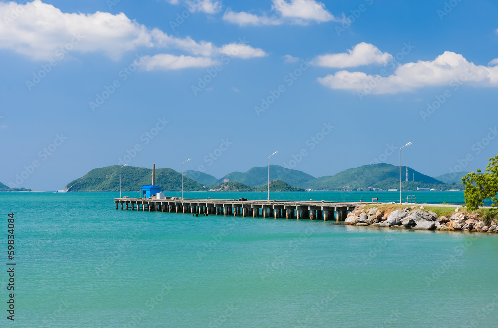 Tropical seascape with pier in Thailand